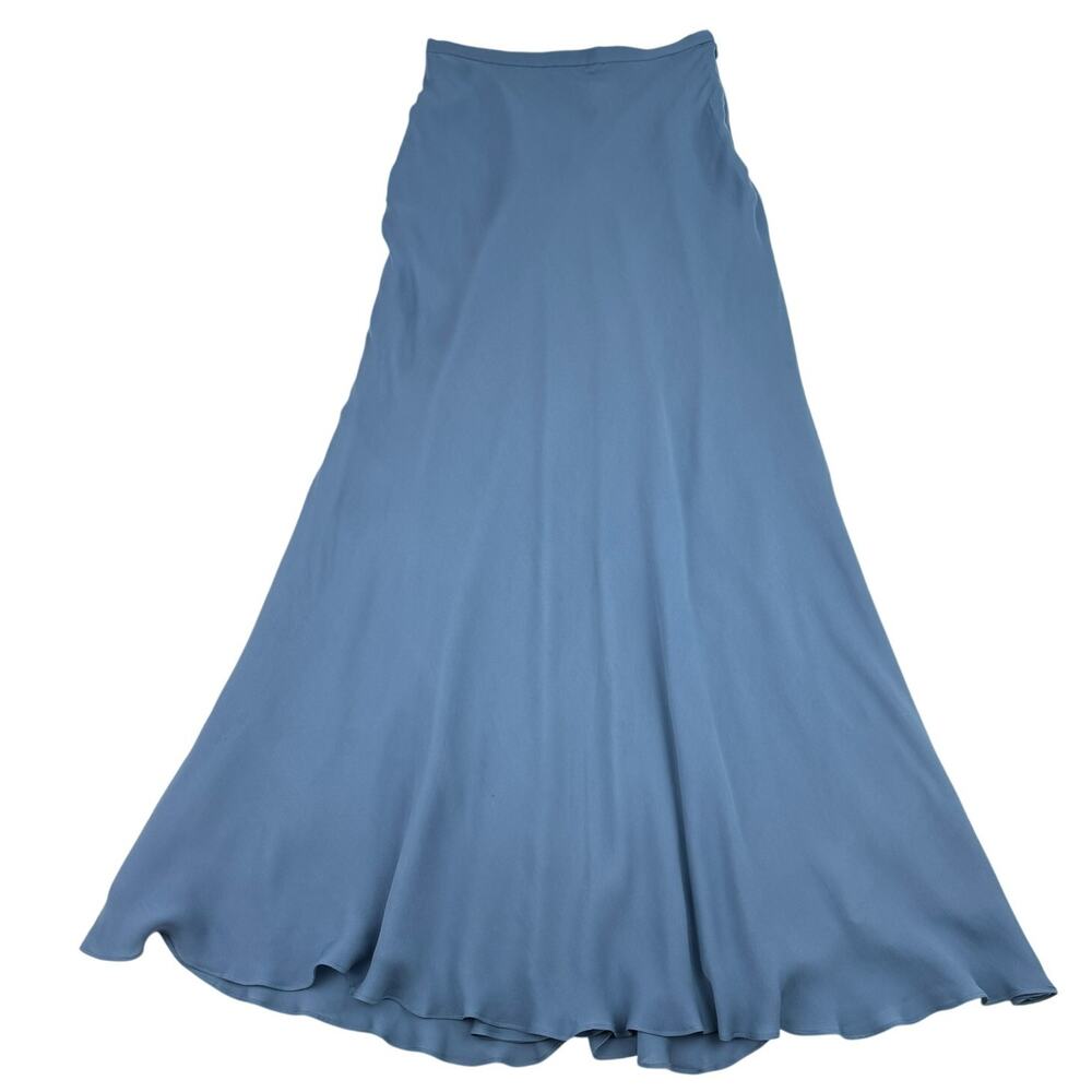 Adrianna Papell Silk Maxi Skirt Blue Size 8 90s Minimalist Eveningwear Occasion